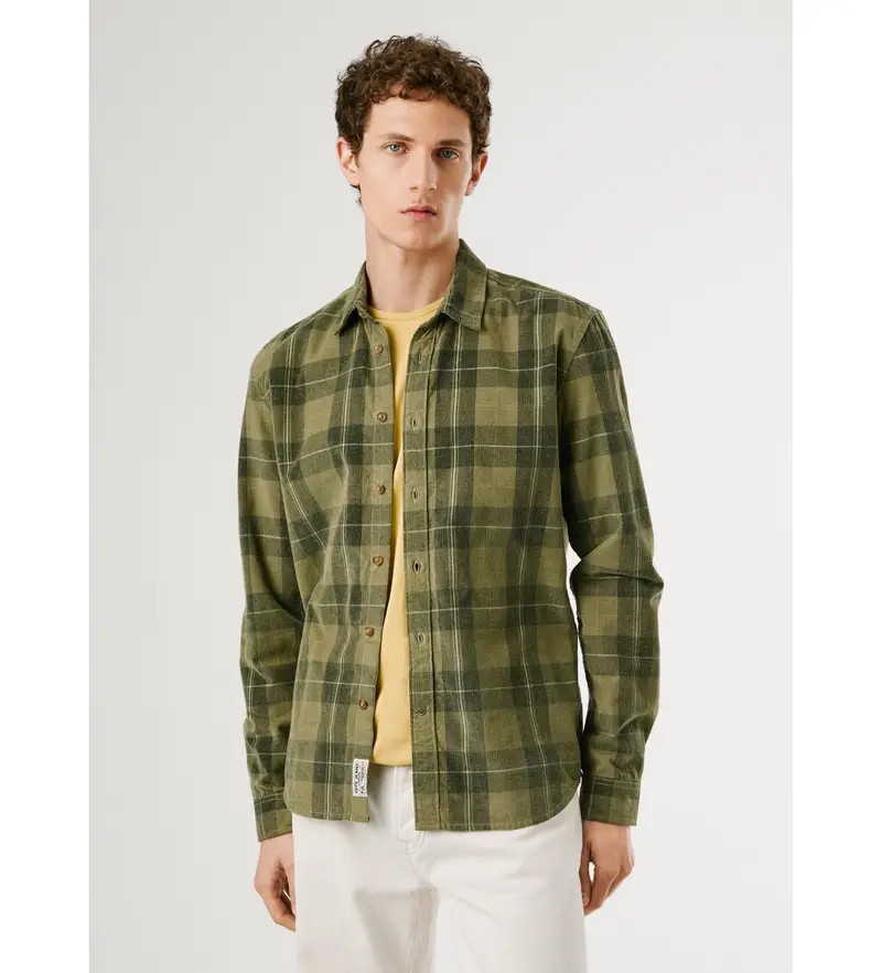Pepe Jeans per uomo. PM3090833 Maglietta verde Caster, Casual, Cotone, Manica lunga