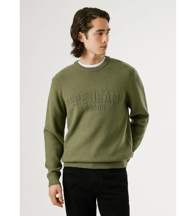 per uomo. PM7000016 Maglione verde Phineas (M), Casual, Viscosa