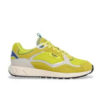 Pepe Jeans per uomo PMS600018 Sneakers sportive in pelle gialla Marlon, Basso, Stringhe, Casual, Giallo Beige