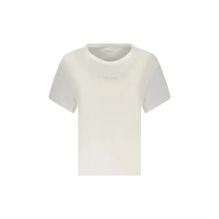 T-Shirt Maniche Corte Donna Bianca Applicazioni Strass Logo Bianco