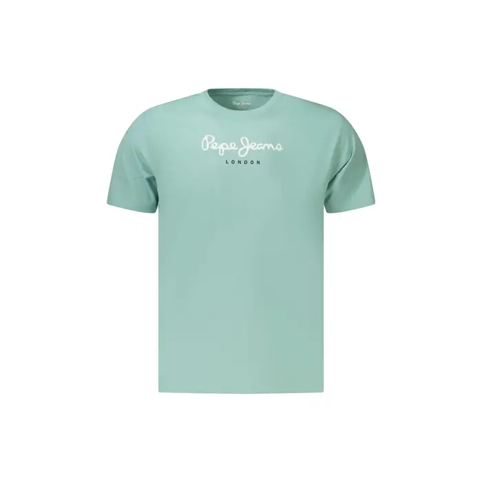 T-Shirt Maniche Corte Uomo Azzurra Stampa Logo Azzurro