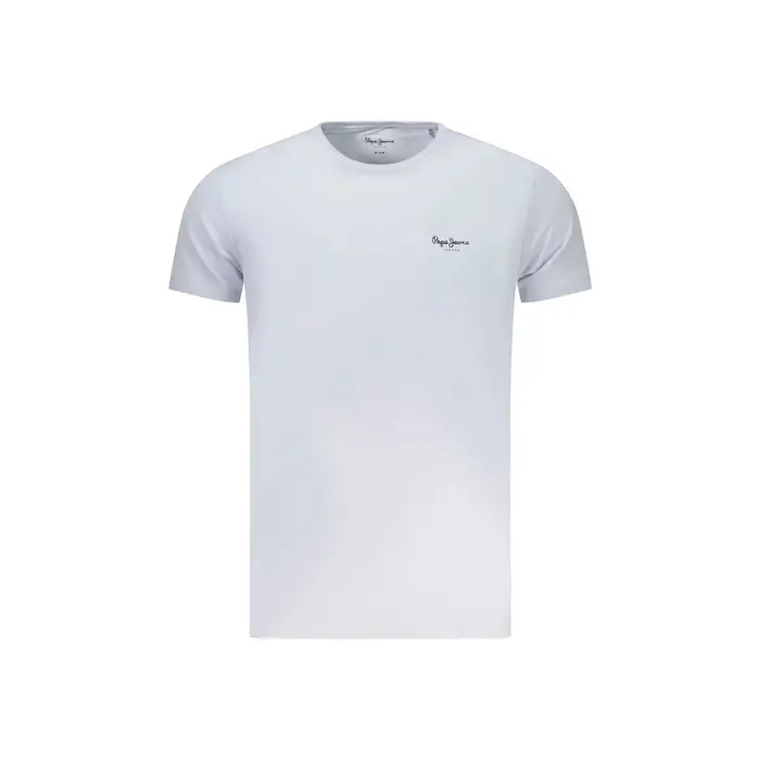 T-Shirt Maniche Corte Uomo Azzurra Stampa Logo Azzurro