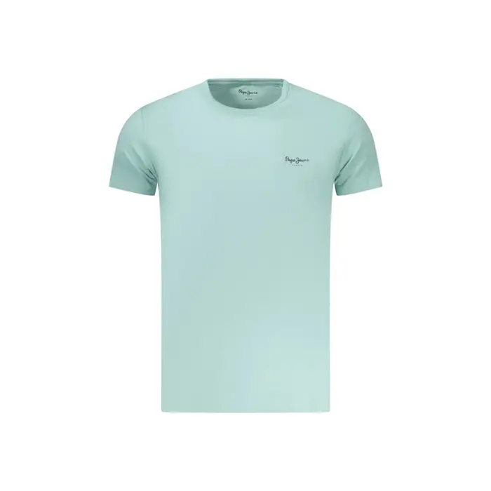 T-Shirt Maniche Corte Uomo Azzurra Stampa Logo Azzurro