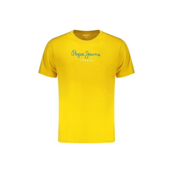 T-Shirt Maniche Corte Uomo Gialla Stampa Logo Giallo