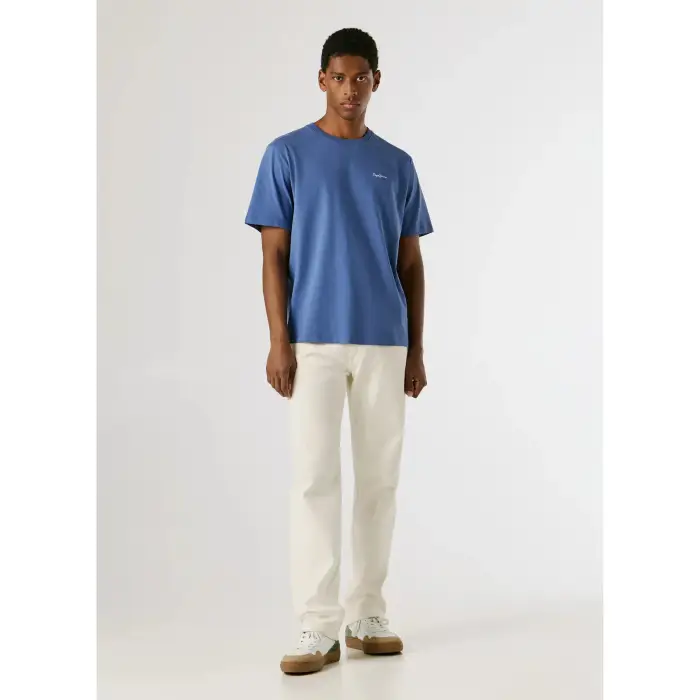 Pepe Jeans T-Shirt Maniche Corte Uomo Blu Ricamo