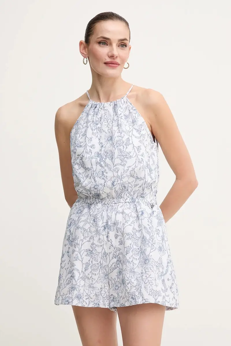 Pepe Jeans tuta di lino DENIA colore bianco PL230523