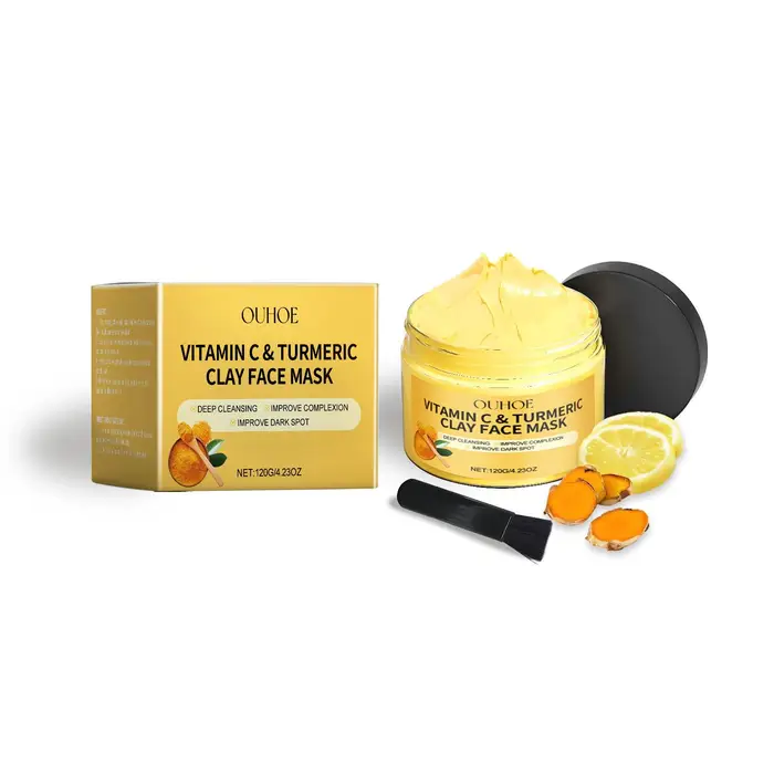 Perfect skin Maschera di Argilla Curcuma Vitamina C Pulizia Profonda Viso Migliora Macchie Scure Idratante Cura della Pelle Rassoda la