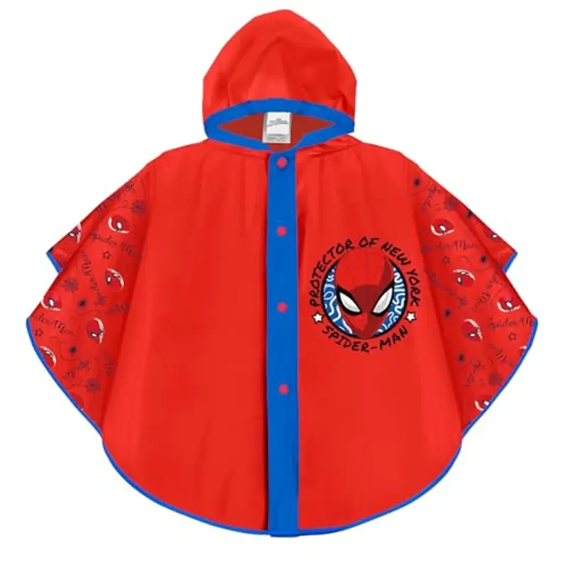 PERLETTI Mantellina Pioggia Bambino Uomo Ragno - Poncho Antipioggia Bimbo 3 4 5 6 Anni Spider Rosso e Blu - Mantella