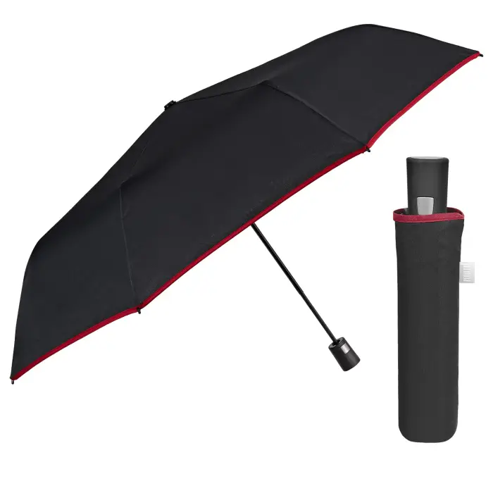 Perletti Ombrello Automatico Tinta Unita con Bordo Nero