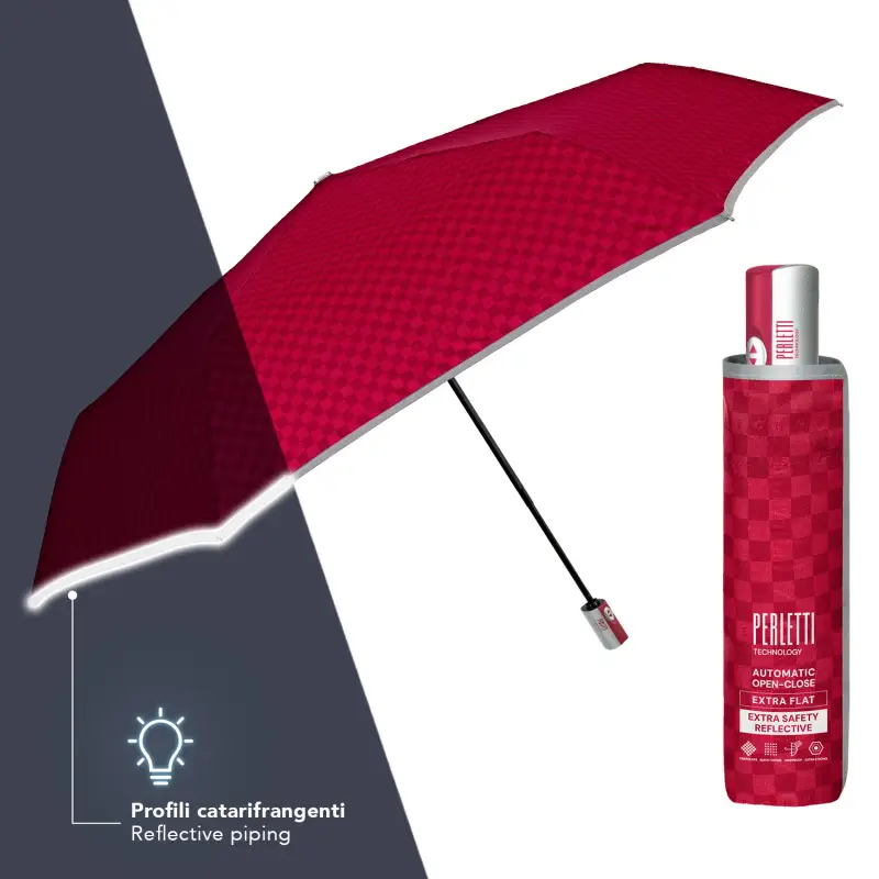 Perletti Ombrello Extra Piatto Apri e Chiudi Riflettente
