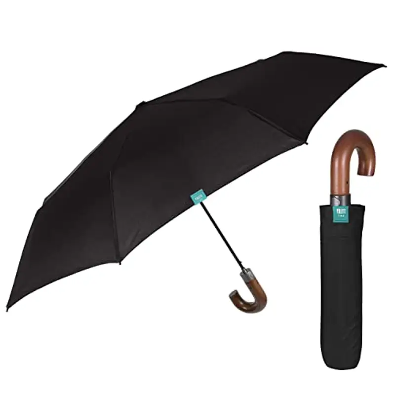 Perletti Ombrello Uomo Pieghevole Compatto Automatico - Ombrello Antivento Elegante Classico Nero - Ombrello Resistente Unisex Portatile