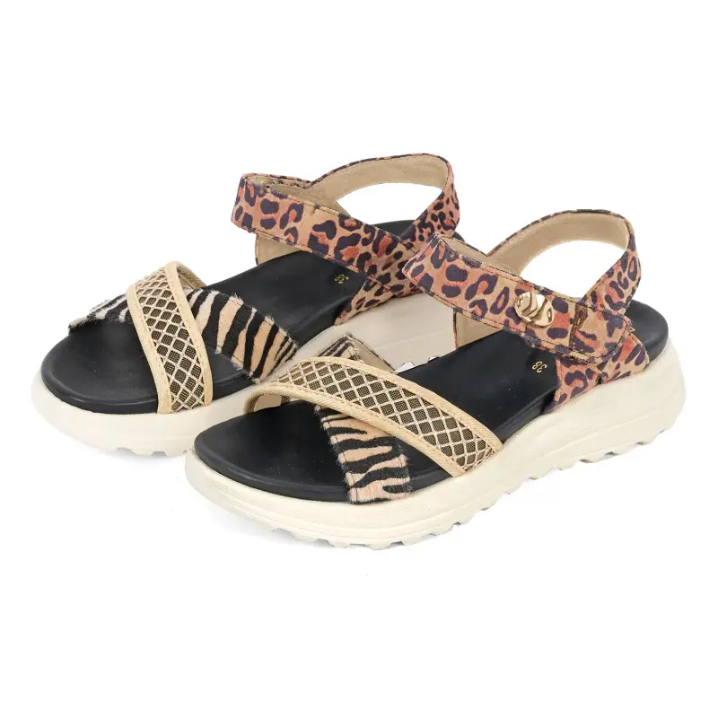 Perletti Sandalo Sneaker Mix&Match con Cinturino Nero Animalier
