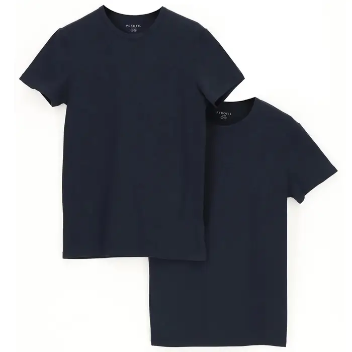Perofil T shirt uomo match bipack blu girocollo 24543 new blu
