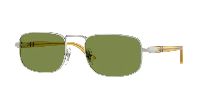 Persol Unisex PO1027S 518/4E Occhiali da sole Metallo Argento Verde Pillow Normale