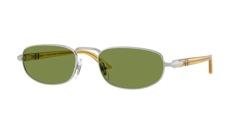 Persol Unisex PO1028S 518/4E Occhiali da sole Metallo Argento Verde Pillow Normale