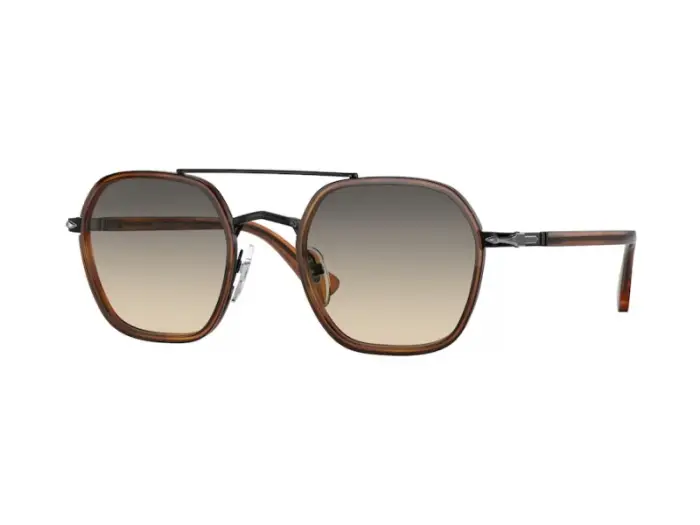 Persol Unisex PO2480S 109132 Occhiali da sole Metallo Nero Azzurro Geometrica Sfumato