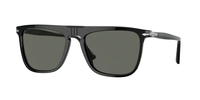 Persol Unisex PO3225S 95/58 Occhiali da sole Plastica Nero Verde Squadrata Polarizzata