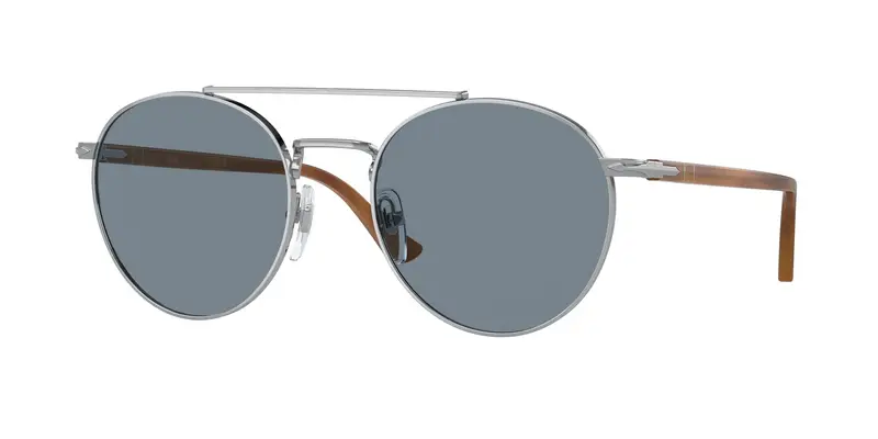 Persol Unisex PO1011S 518/56 Occhiali da sole Metallo Argento Blu Pillow Normale
