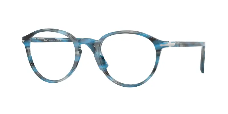 Persol Unisex PO3218V 1234 Montature da vista Acetato Blu Trasparente Pantos Normale