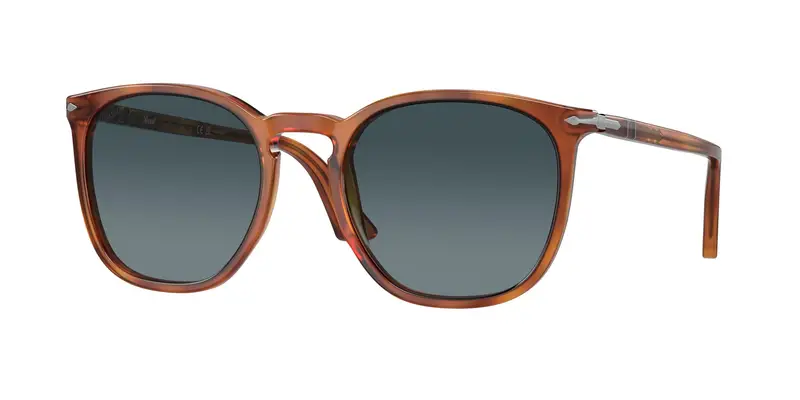 Persol Unisex PO3316S 96/S3 Occhiali da sole Acetato Marrone Blu Rotonda Polarizzata Sfumato