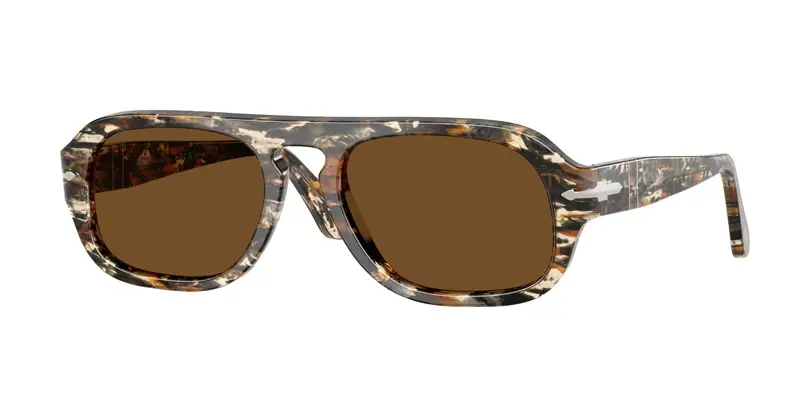 Persol Unisex PO3369S 122157 Occhiali da sole Acetato Multi-colore Marrone Pilot Polarizzata