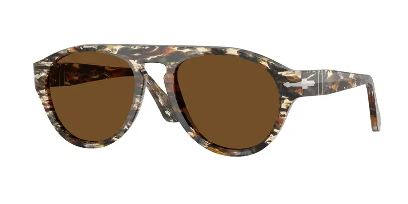 Persol Unisex PO3370S 122157 Occhiali da sole Acetato Multi-colore Marrone Pilot Polarizzata