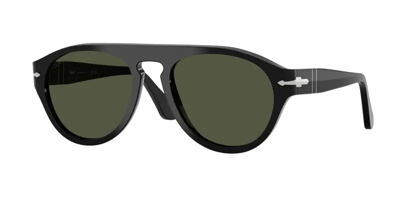 Persol Unisex PO3370S 95/31 Occhiali da sole Acetato Nero Verde Pilot Normale