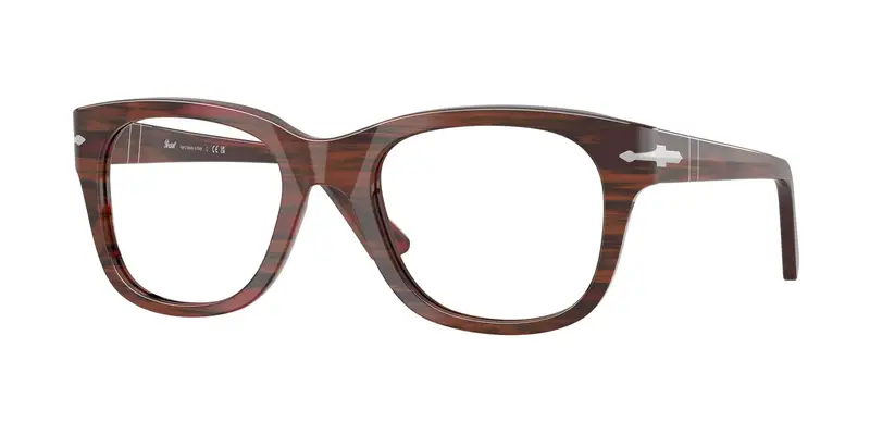 Persol Unisex PO3372V 1223 Montature da vista Acetato Bordeaux Trasparente Squadrata Normale