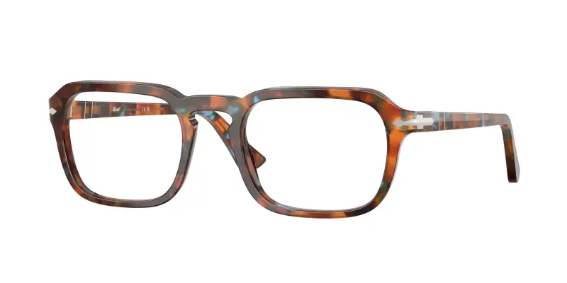 Persol Unisex PO3390V 1232 Montature da vista Acetato Blu Trasparente Squadrata Normale