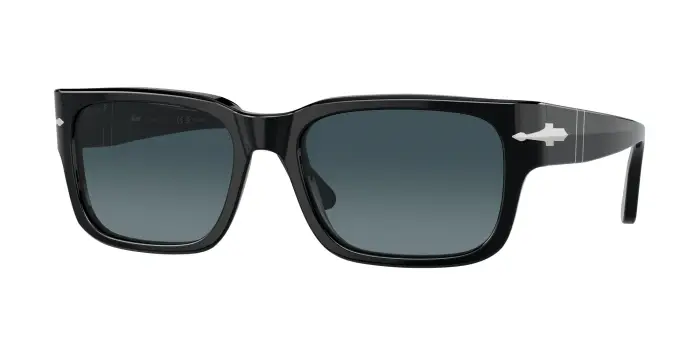 Uomo Persol PO3315S 95/S3 Occhiali da sole Acetato Nero Blu Squadrata Polarizzata Sfumato