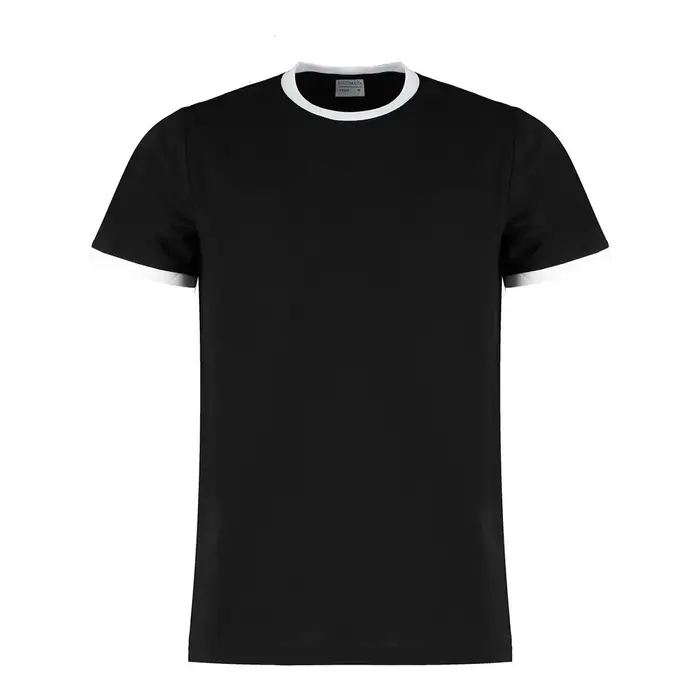 T-shirt alla moda Kustom Kit da uomo Ringer S bianco/nero