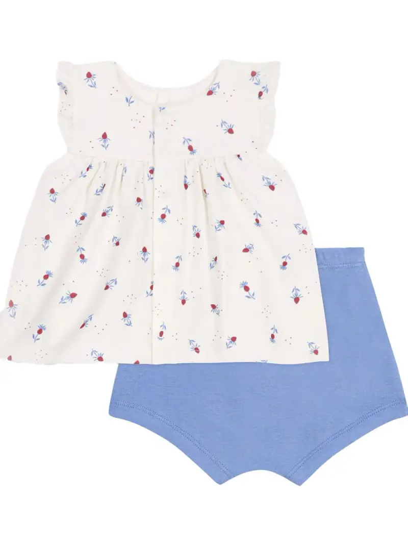 PETIT BATEAU KIDS Completo floreale neonata con coulotte Bianco