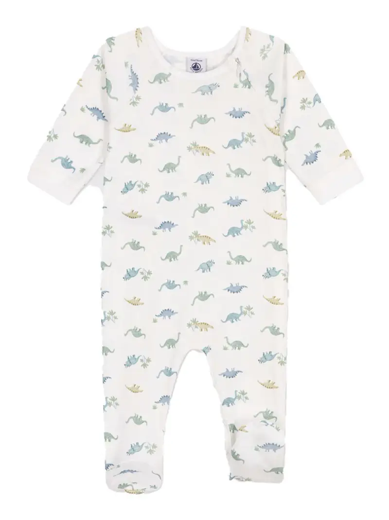 PETIT BATEAU KIDS Tutina bianca con fantasia dinosauro Bianco