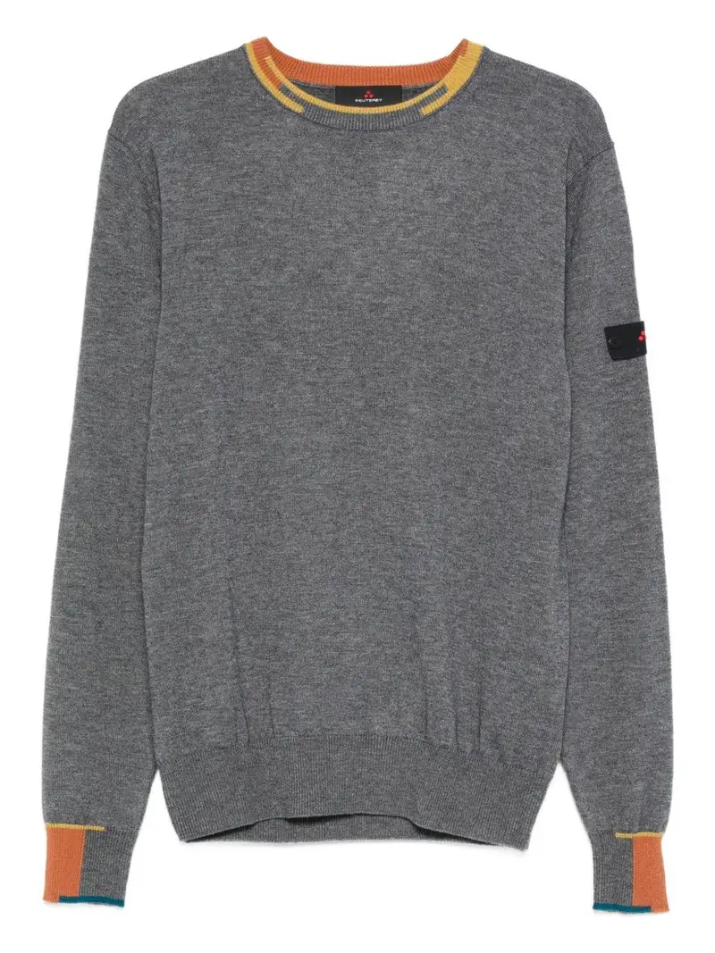PEUTEREY Maglione grigio Marlon 04 a collo giro con polsini a coste
