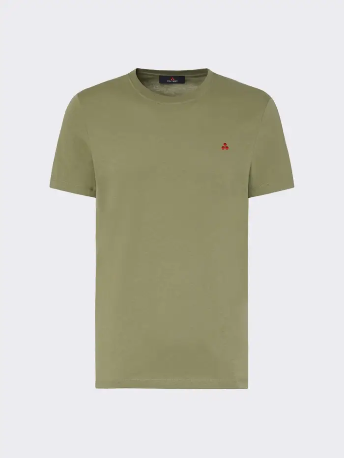 Peuterey t-shirt di cotone verde militare con logo ricamato