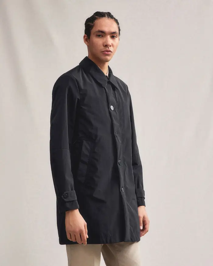 Trench Garretson Peuterey blu in popeline di nylon