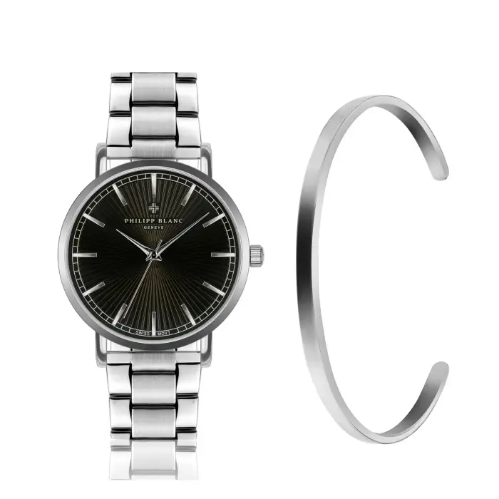 Philipp Blanc Orologio e bracciale in argento Vernier Argenté