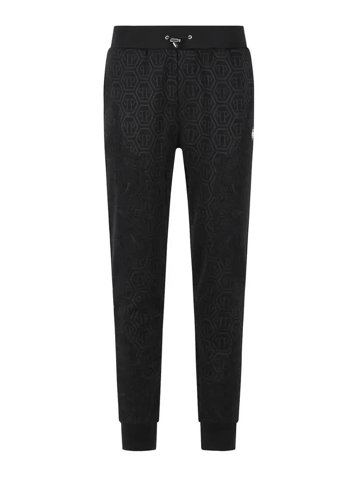 Philipp Plein Pantaloni in misto cotone con motivo Paisley Nero