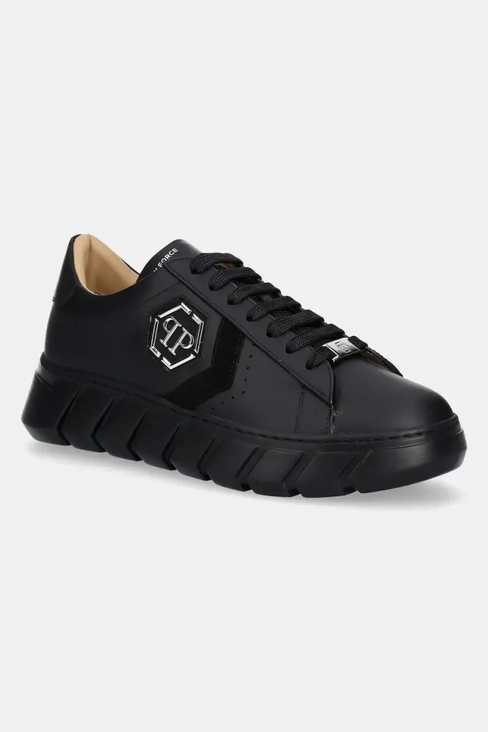 Philipp Plein sneakers in pelle Nappa Lo-Top Hexagon Nero
