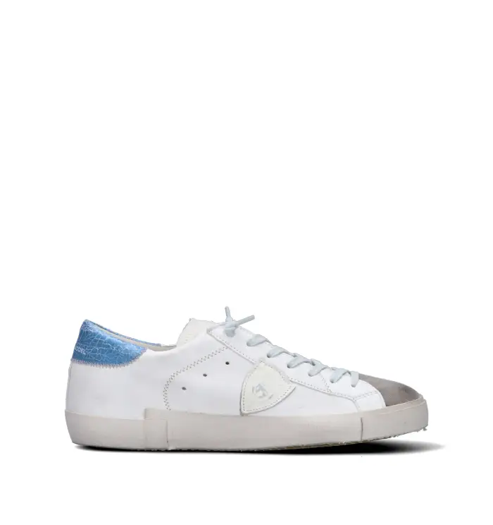 PHILIPPE MODEL Sneaker uomo bianca/azzurra in pelle Vario