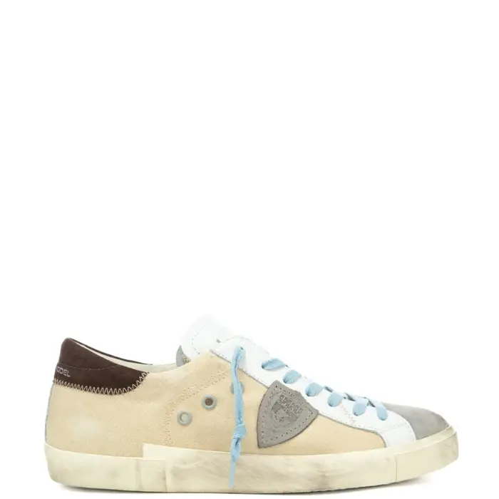 sneakers da uomo prsx low in suede con dettagli a contrasto colore sabbia