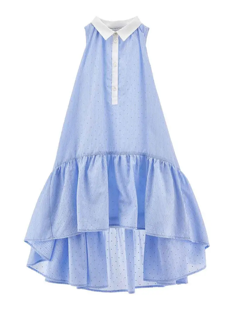 Philosophy di Lorenzo Serafini Abito Con Balze Blu