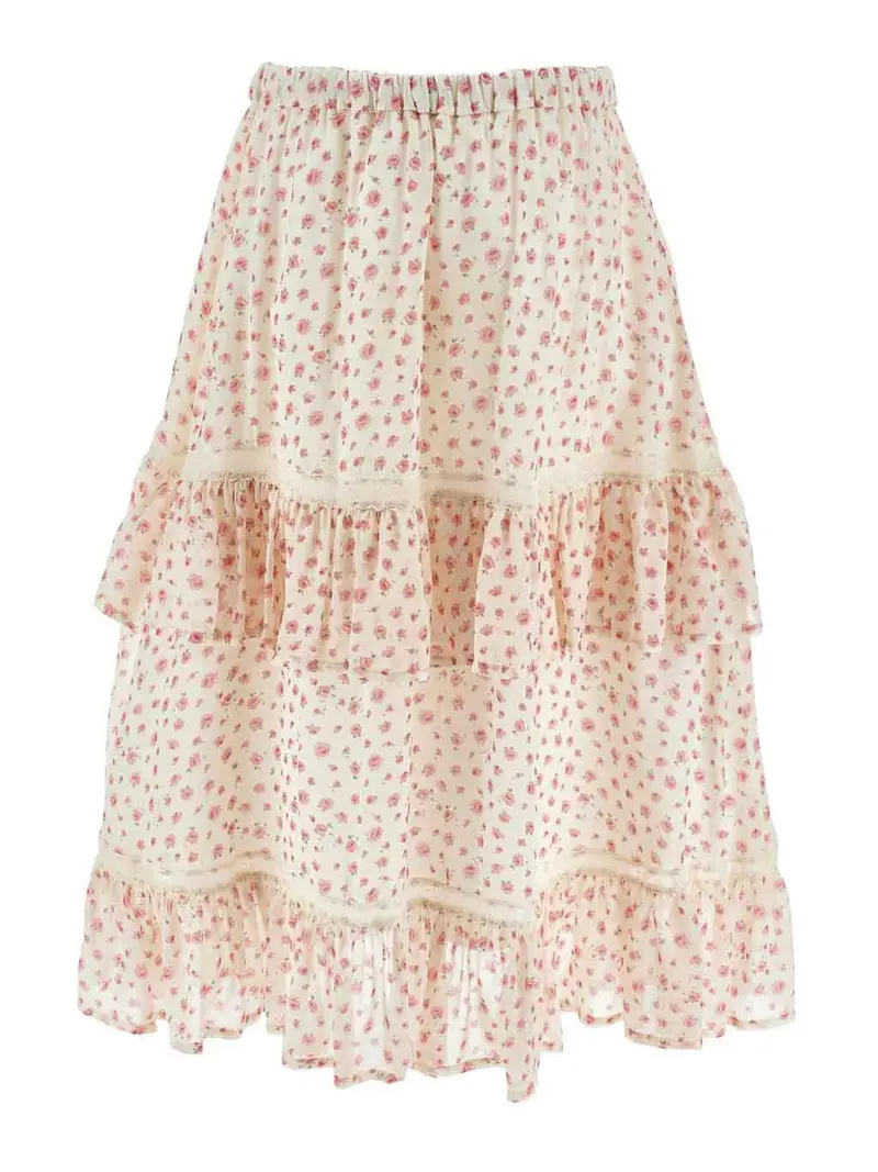 Philosophy di Lorenzo Serafini Gonna A Fiori Color Carne E Neutri