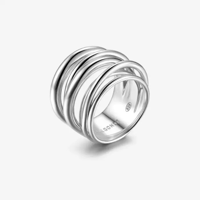 PIANEGONDA Anello A Fascia Multipla Intrecciata - Argento