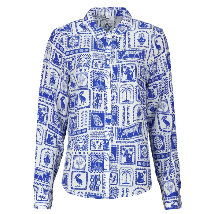 Pieces Camicia PCSAYLOR LS SHIRT WVN Blu