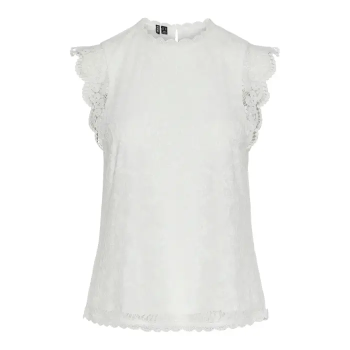 Pieces Canottiere in pizzo da donna Olline Blanc