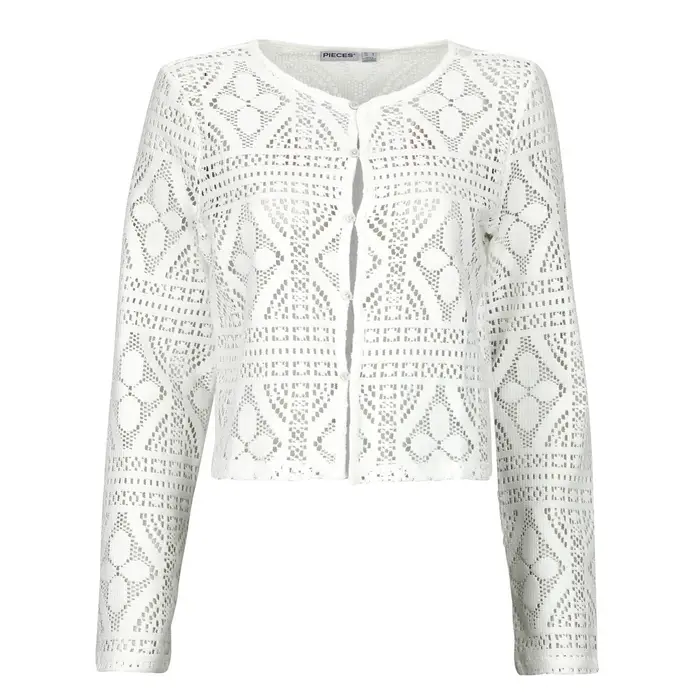 Pieces Gilet / Cardigan PCBONNIE LS CARDIGAN Bianco