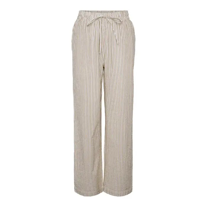 Pantaloni larghi da donna con perizoma Pieces Sally HW Beige