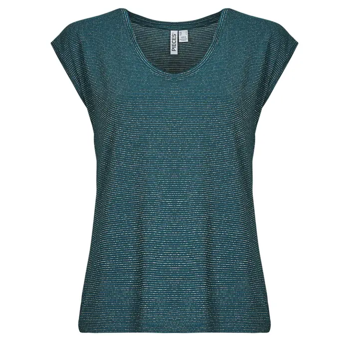Pieces T-shirt PCBILLO TEE LUREX STRIPES Blu