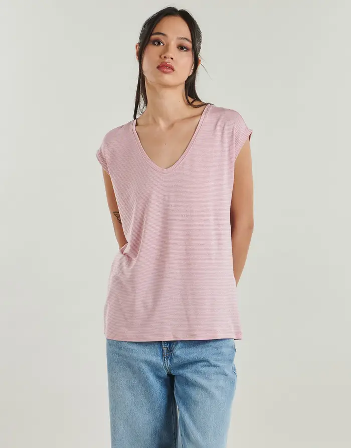 Pieces T-shirt PCBILLO TEE LUREX STRIPES Viola